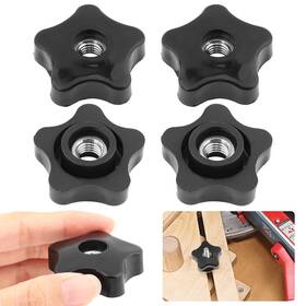 17031306358759 Ranjaner 4pcs T-track Knobs 3/8 Inch 16 Through-hole Five-star Thru Threaded K