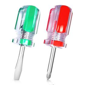 Reluen 733424630149 2pcs Flat And Cross Head Screwdrivers Mini Screwdriver Set Pocket Slotted &