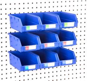 Bin-373-blue-9 Right Arrange Pegboard Bins 9 Pack Blue Extra Large - Hooks To Any Organize Hardware