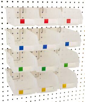 Bin-373-clear-12 Right Arrange Pegboard Bins 12 Pack Clear Extra Large - Hooks To Any Peg Board Organize