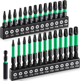 Tt7-tt40 Riynibiy Mhzt-1 27pcs Impact Torx Bit Set S2 Steel Security With Tamper Proof And Magn
