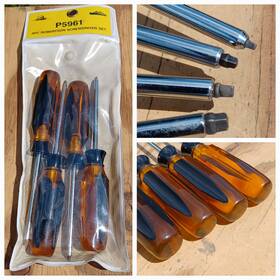 P5961 Robertson Square Screwdrivers 4pc Set Amber And Black Handle # 1 2 3