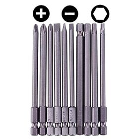Rocaris 10pcs 1/4 Inch Hex Shank Long Magnetic Screwdriver Bits Set 100mm Power