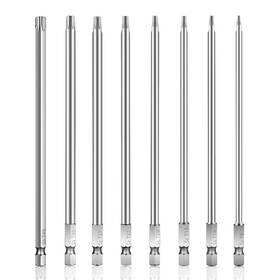T8-t40 Rocaris 192543198730 8 Pieces 1/4 Inch Magnetic Hex Shank 6 Length S2 Steel Torx Secur