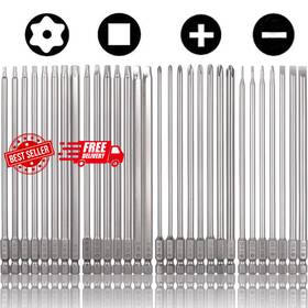 Rocaris 445023163111 30 Pack 1/4 Inch Hex Shank Long Magnetic Screwdriver Bits Set 6 Power Tools