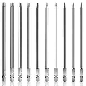 Rocaris 632230689498 10pcs 6 In T8 - T40 Security Torx Bit Set Star Drive Screws