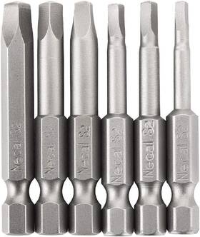 Rocaris 632230689658 6 Pcs 1/4 Inch Hex Shank Long Magnetic Square Head Screwdriver Bits Set Power To