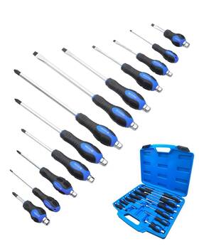 Rotation 680306591886 Magnetic Screwdriver Set 12 Pcs With Black Tips 6 Phillips And Flat Head Screw