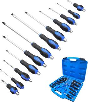 Tc-8022-a Rotation Magnetic Screwdriver Set 12 Pcs With Black Tips 6 Phillips And Flat