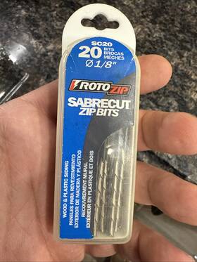 Sc20 Rotozip New 1/8 Inch Zip Bits For Wood Plastic Fiberglass Siding