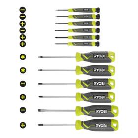 321815805 Ryobi Screwdriver Set 12-piece With Cushion Grip Handles Precision 321815805 Ryobi Screwdriver Set 12-piece With Cushion Grip Handles Precision