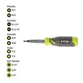 Ryobi 744759361110 11-in-1 Multi-bit Screwdriver With Cushion Grip Handle