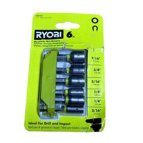 Ar2031 Ryobi Impact Rated Magnetic Nut Driver Set 6-piece 2 Inch 3/16 To 7/16
