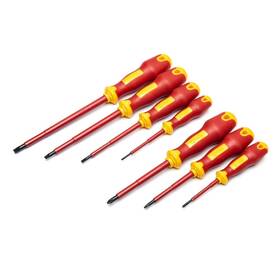 Sata 891645132293 7piece Vde Insulated Electricians Screwdriver Set With Red And Yellowhandles