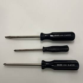 9-41119 Sears 41119 Vintage Screwdriver Made In Usa Black Handle Phillips Slotted