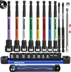 84135 Sedy 11pcs Magnetic Extra Long Nut Driver Set Metric 8-15mm 6 Inch Impact Drivers W