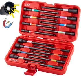 Chqc-c16 Sennmonn Magnetic Nut Driver Set 16 Pcs Long 6 Inches Sae And Metric Colo