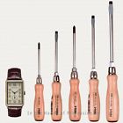 07157 Set 5 Slotted Handle Screwdrivers 22155 Wood Phillips Felo