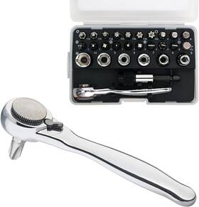 Sharden 445003759778 1/4 Mini Ratchet Set 28pcs Right Angle Screwdriver And Bit With Metric S