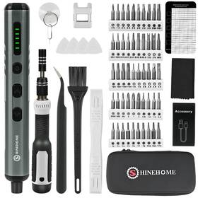 Shinehome 748743507720 Mini Electric Screwdriver 66 In 1 Precision Set 50 S2 Magnetic Bits