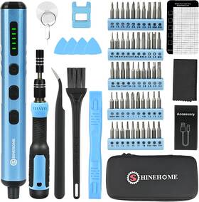 Shinehome 748743507737 Mini Electric Screwdriver 66 In 1 Precision Set 50 S2 Drill Blue