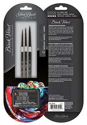 Silver Brush Limited 765179932049 Black Velvet Detail Round With C Set Most Popular Small Size 3 Pc Rounds