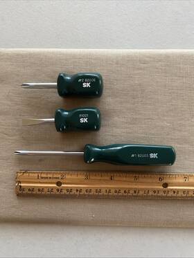 81001-82006-82003 Sk 3pc.sk Tools France #1 82003-#2 82006-81001 Green Handle Screwdrivers Clean