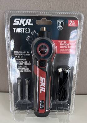 Skil 195532200773 New Twist 2.0 4v Rechargable Screwdriver W Led Light 2 Bits Pivoting Head