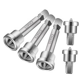 2-ruilis Sliverdew 5 Pcs Magnetic Positioning Screwdriver Bits Set Anti-slip Ph2 Drywall Screw