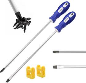 Cae-007-2p Smseace 2-pack 12-inch Slotted And Phillips Screwdriver Set Long Flat Blade Cro