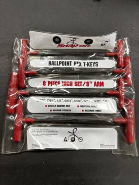 Pd4049506 Snap-on Awbcg1600 Tools Usa 8pc Sae Soft Grip T-handle Ball Hex Wrench Set Awb