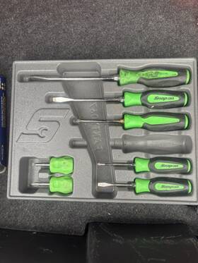Snap-on Sgdd8b Snap-on Soft Grip Slotted Screwdriver Set 8pc Tray Green/black