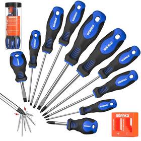 Sorako 615272916845 11-piece Magnetic Screwdriver Set 5 Phillips And Slotted Tips Include