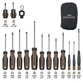 Spec Ops Spec-s-14pk Screwdriver Set Phillips 5 Slotted 2 Torx Square Magentic Tip 14-pc