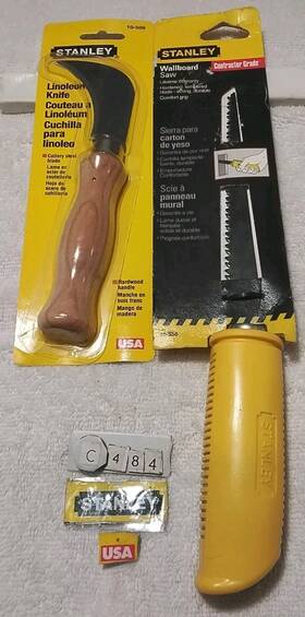 15-556 Stanley 15-566 2pc Usa-made 10-509 &usa-made Linoleum Knife/ Wallboard Jab 15-556 Stanley 15-566 2pc Usa-made 10-509 &usa-made Linoleum Knife/ Wallboard Jab