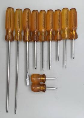 62-411-419 Stanley Vintage Set Of 11 No62 S Screwdrivers Early Yellow Grip Made In Usa