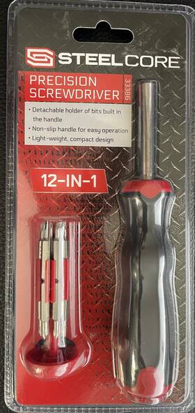33386 Steel Core 12-in-1 Precision Multi-bit Screwdriver Set With Bit Storage In Clip Inside Handle