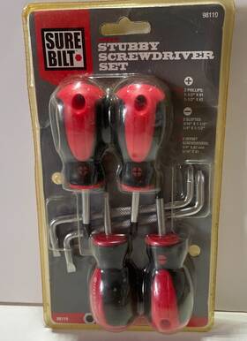 98119 Surebilt 6-piece Stubby Screwdriver Set Phillips Slotted Offset Screwdrivers