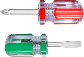Tanqi 744591944366 Generic Slotted Phillips Screwdriver - Stubby Set Magnetic Tip Flat