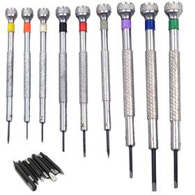 Wms-9b Taurish 9 Pieces Watchmakers Screwdriver Set With Extra Blades Color-banded Rotating
