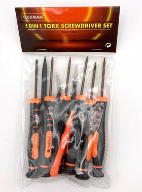 Tk6010 Teckman New 10 In 1 Torx / Star Screwdriver Set T3 To T6 T8 T10 Bits Tweezers