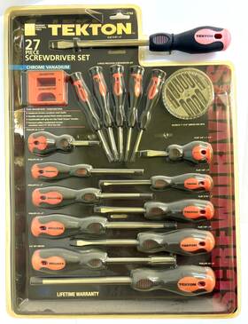 2768 Tekton 27pc Screwdriver Set Flat Phillips Hex Bits/holder Precision