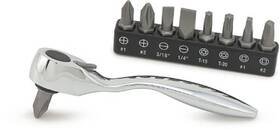 11205 Titan 638084437827 3-1/2-inch Offset Micro Ratcheting Bit Driver And Set