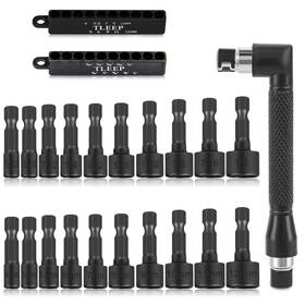 Wchm01-29 Tleep 20 X Power Nut Driver Set For Impact Drill Sae And Metric 1/4 Inch Hex Head Dril
