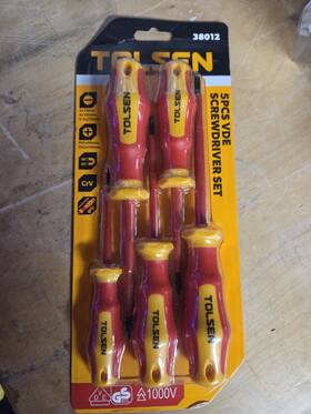 Tolsen 933528738510 5pc Vde 1000v Electricians Insulated Screwdriver Set Phillips Slotted
