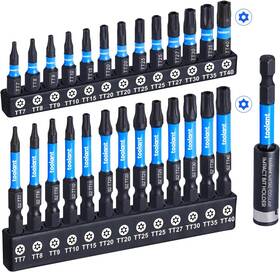 Tt7-tt40 Toolant 313107743702 Impact Torx Bit Set 27pcs S2 Steel Security Ta
