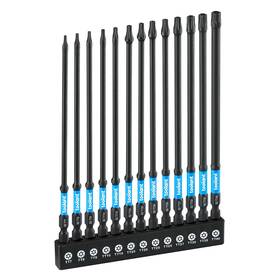 Tt7-tt40 Toolant 976613850551 6 Inch Impact Long Torx Bit Set 13pcs 1/4 Hex-shank S2 Steel Sec