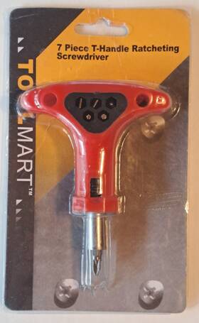 29191 Toolmart 7 Piece T-handle Ratcheting Screwdriver