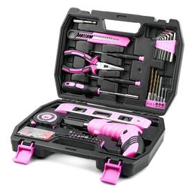 020123 Urasisto 123 Piece Pink Household Tool Set With 3.6v Usb Electric