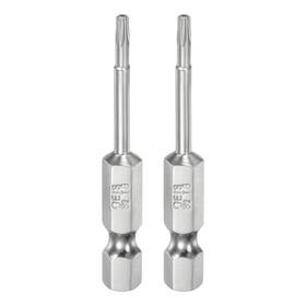 Uxcell 639664009427 2pcs T8 Security Torx Bit 1/4 Inch Hex Shank 2 Long Tamper Resistant Star Bits